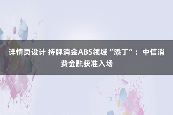 详情页设计 持牌消金ABS领域“添丁”：中信消费金融获准入场